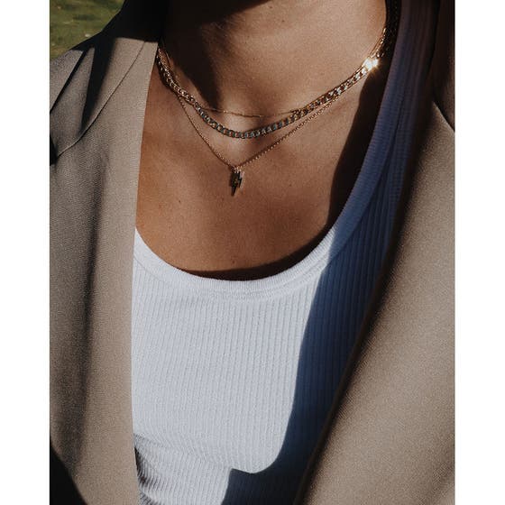 Flat Link Curb Chain Necklace 16"