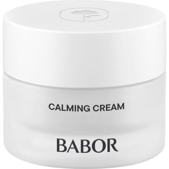 Babor Skinovage Calming Cream 50 ml anti-rödhet ansiktskräm i frostad glasburk med vitt lock för känslig hud