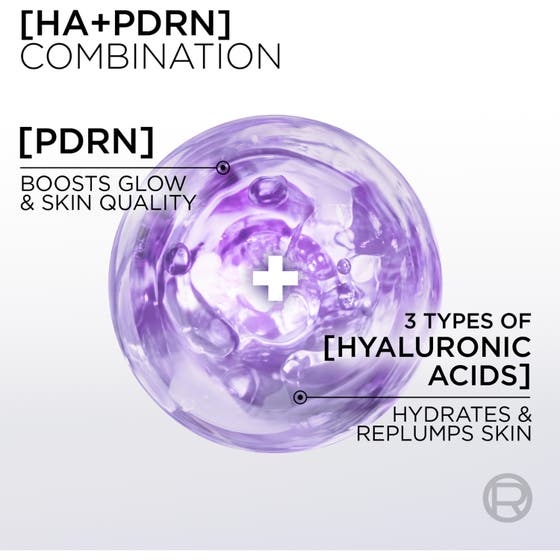 L'Oréal Paris Revitalift Filler 30 ml hyaluronsyraserum i en 3-stegs hudvårdsrutin med ögonserum och ansiktskräm.