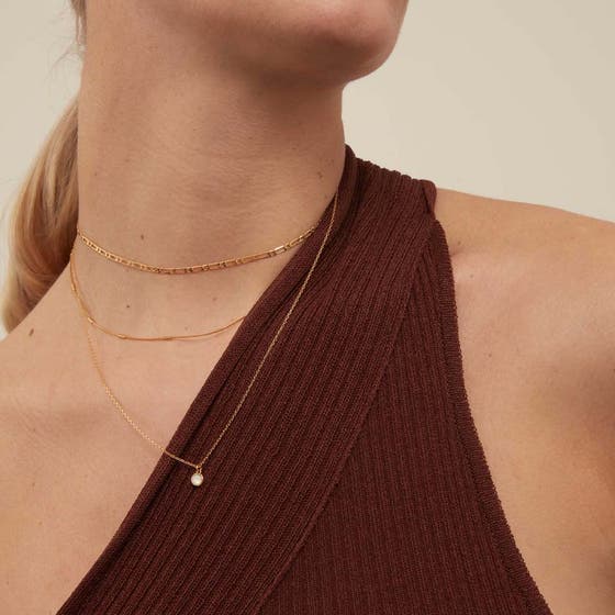 Swarovski White Opal Drop 3-Row Necklace