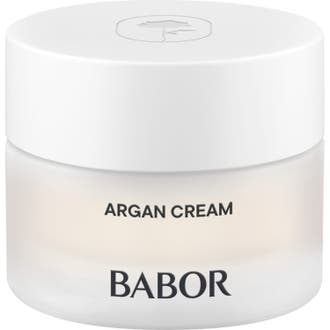 Babor Argan Cream 50 ml lyxig arganolja ansiktskräm som ger näring i en frostad glasburk med vitt lock.