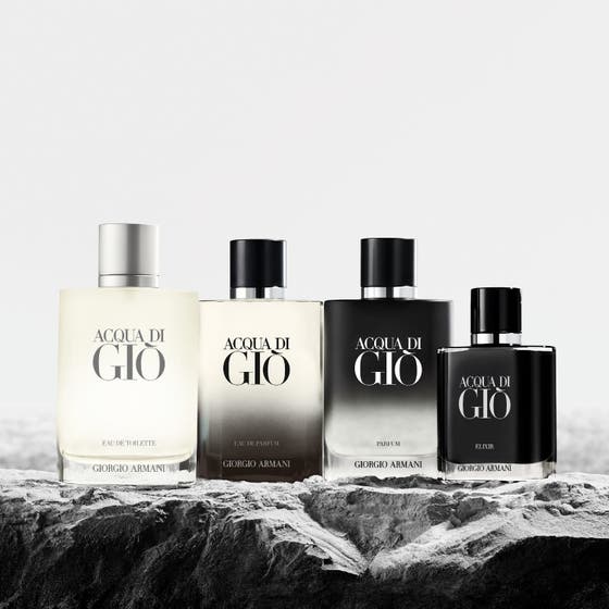 Armani Acqua di Giò Eau de Parfum 50 ml fräsch herrparfym citrus i tre storlekar med svart gradient och svarta lock