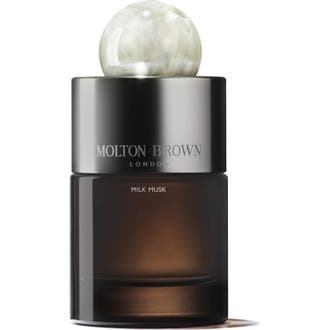 Molton Brown Milk Musk Eau de Parfum 100 ml unisex myskparfym i brun glasflaska med pärlemorskimrande kula