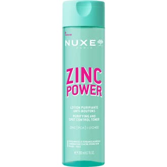 Nuxe Zinc Power 200 ml djuprengörande ansiktsvatten i en uppfriskande turkos plastflaska med rosa detaljer