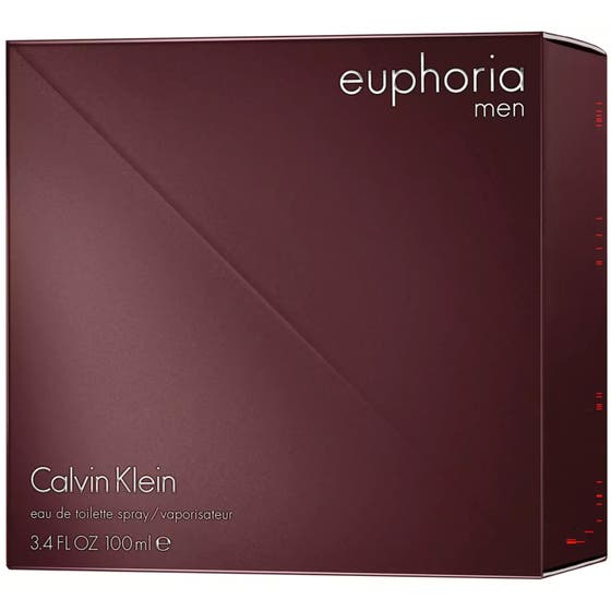 Calvin Klein euphoria for men eau de toilette 100ml herrparfym i en elegant vinröd ytterförpackning med silvertext