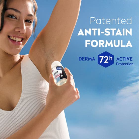 NIVEA Black & White Original 50 ml roll-on deodorant i glasflaska med x5 anti-formula mot fläckar och lukt