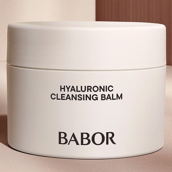 Babor Hyaluronic Cleansing Balm 150 ml återfuktande tvättbalsam i beige ytterförpackning för ansiktsrengöring torr hud