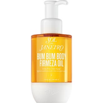 Sol de Janeiro Bum Bum Body Firmeza Oil 100 ml fastare hud behandling i bärnstensfärgad flaska med vit pump