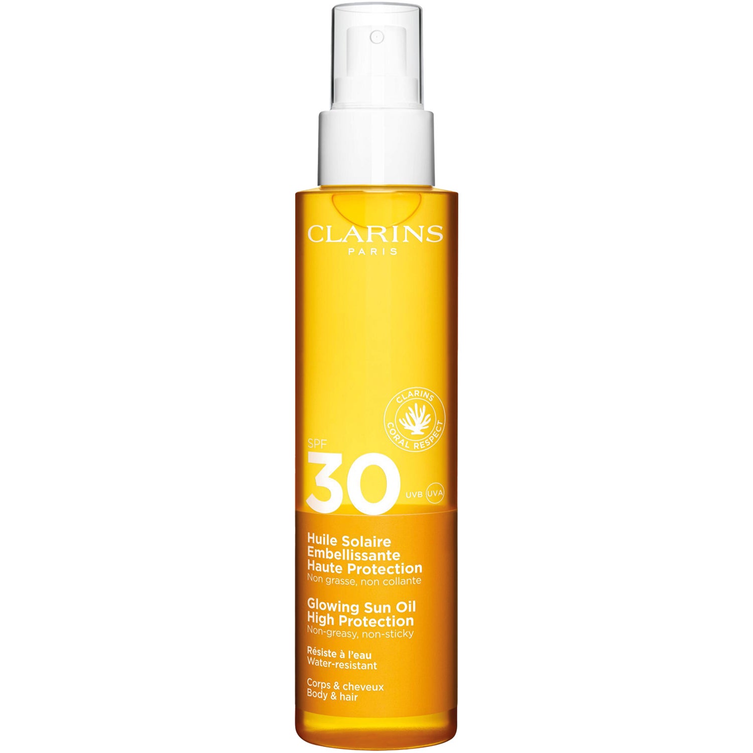 Clarins Glowing Sun Oil High Protection SPF30 Body Hair 150 ml