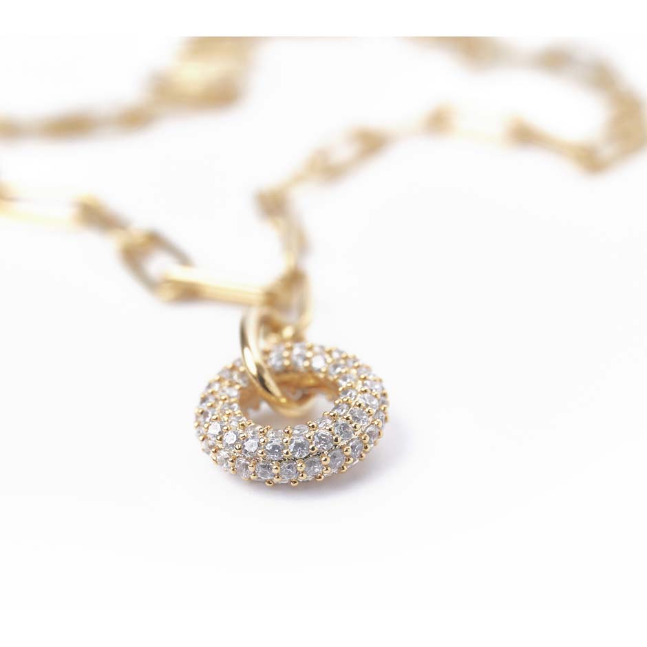 Pave Encrusted Doughnut Link Necklace