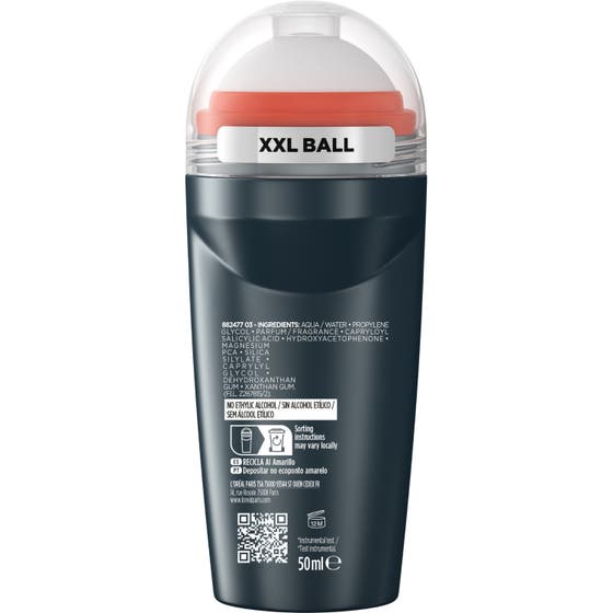 L'Oréal Paris Men Expert Magnesium Defence 50 ml 48h deodorant män i grå roll-on med XXL ball och 0% alkohol.