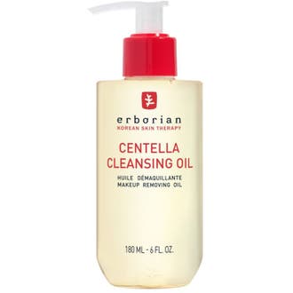 Erborian Centella Cleansing Oil 180 ml ansiktsrengöring olja anti-inflammation i genomskinlig flaska med röd pump