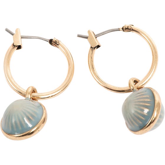 Vintage Blue Enamel Creol Ball Gold