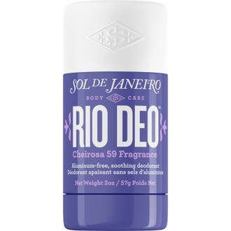 Sol de Janeiro Rio Deo Cheirosa 59 57g hudlugnande deodorant i lila hylsa med vitt lock.