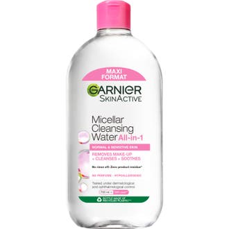 Garnier SkinActive Micellar Cleansing Water 700 ml lugnande garnier sminkborttagning i flaska med rosa lock