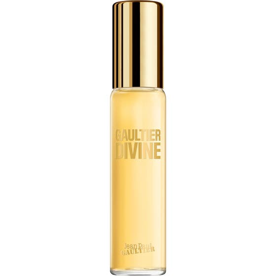 Jean Paul Gaultier Gaultier Divine 15 ml parfym för dam i en smal glasflaska med guldlock och gul vätska