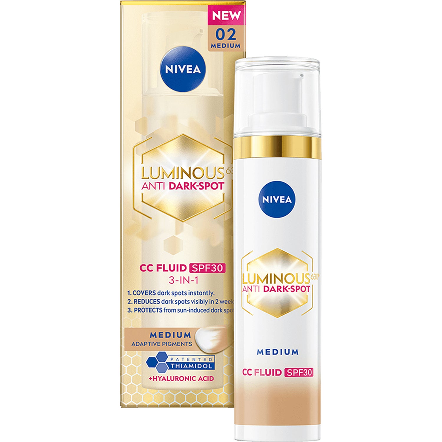 NIVEA Luminous 630 Anti Dark-Spot CC Fluid 3-in-1 Medium SPF30 40 ml