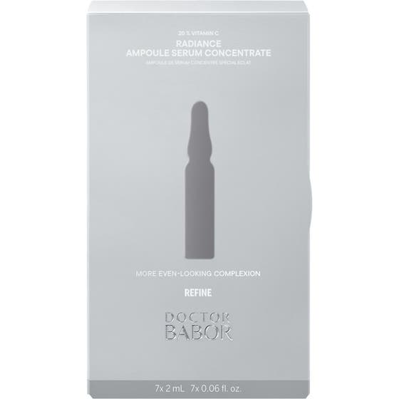 Babor DOC Radiance Ampoule 14 ml babor vitamin c serum som ger hudglöd i grå ask med sju orangea glasampuller.