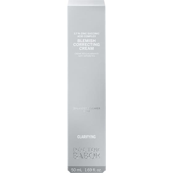 Doctor Babor Blemish Correcting Cream 50 ml zinkkräm som ger klarare hy i silverfärgad ytterförpackning.