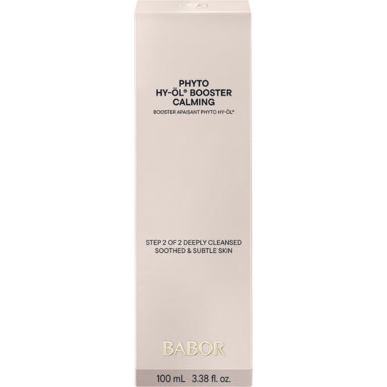 Babor Phyto HY-ÖL Booster Calming 100 ml lugnande ansiktsrengöring i en beige ytterförpackning av kartong