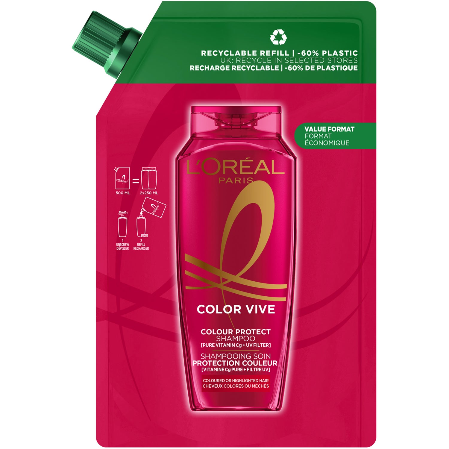 L'Oréal Paris Elvital Color Vive Shampoo Refill For Coloured Hair 500 ml