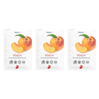 STAY Well Peach Nourishing & Brightening 3 st dermatologiskt testad ansiktsmask vegansk i vita kuvert med persika