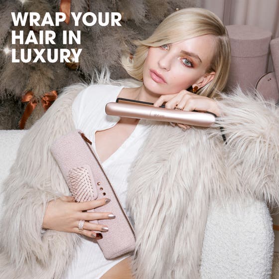 Gold Hair Straightener - Festive Gift Set in Cashmere Beige