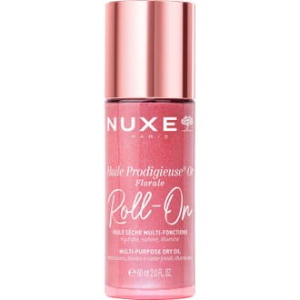 Nuxe Huile Prodigieuse Or Florale Roll-On 8 ml skimrande torrolja som ger lyster i rosa flaska med roséguldfärgad kork