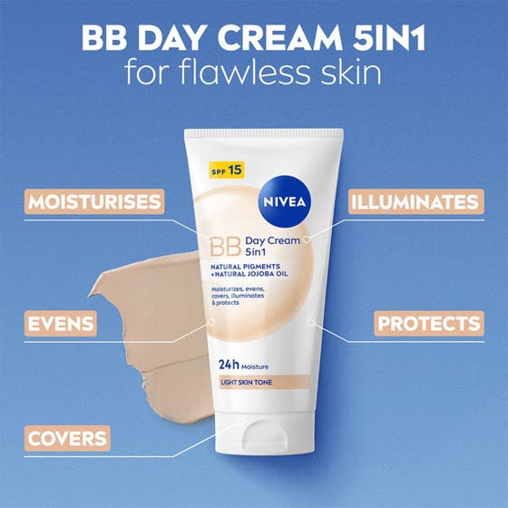 Nivea BB Tinted Moisturiser 50 ml fuktgivande tonad dagkräm med SPF 15 som jämnar ut hudtonen och ger lyster
