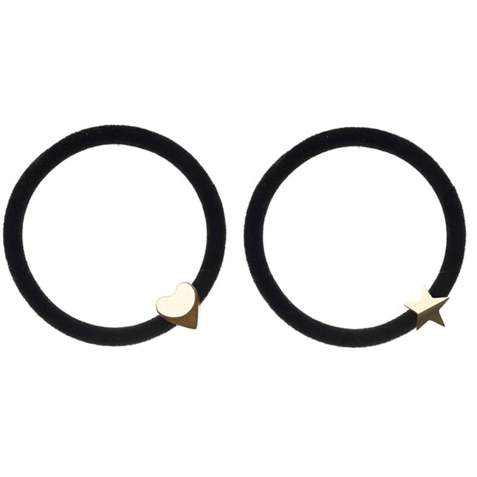 Dark 2 Pk Velvet Hair Tie Black W/Gold pcs 1