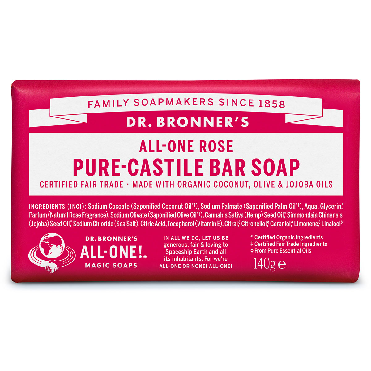 Soap Bar, Rose 140 g Dr. Bronner's Tvål