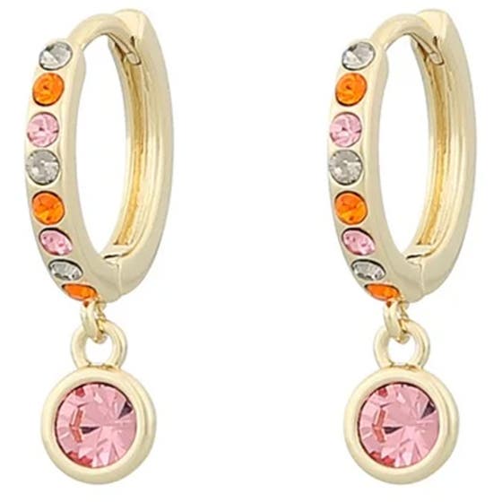 Nine small ring pendant ear gold/mix pink