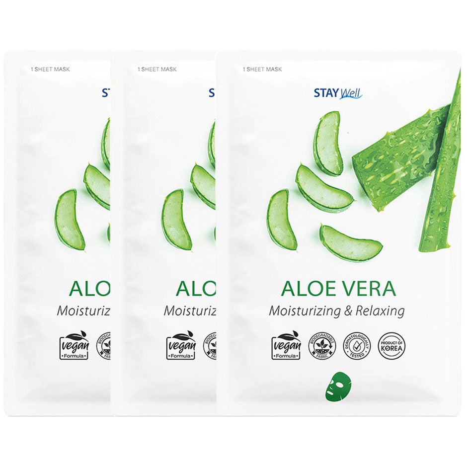 Stay Well Vegan Sheet Mask Aloe 3pcs