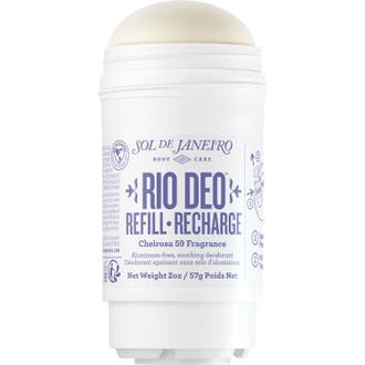 Sol de Janeiro Rio Deo Refill-Recharge 57g hudvänlig deodorant utan aluminium i vit plasthylsa med lila text