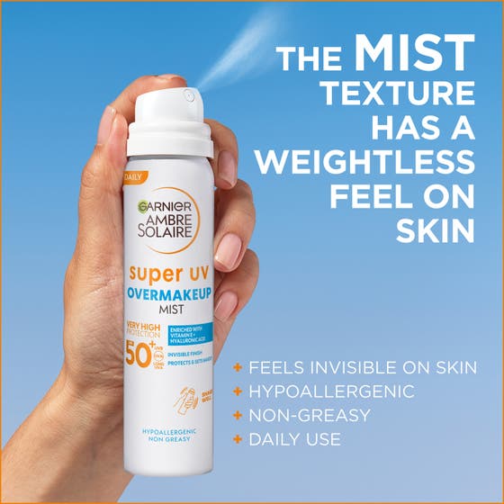 Ambre Solaire Super UV Over Makeup Protection Mist with Hyaluronic Acid SPF50+