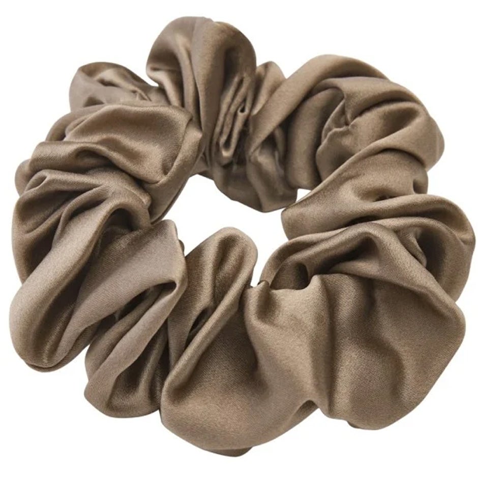 Lenoites Mulberry Silk Scrunchie Brown