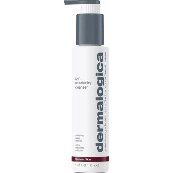 Dermalogica Skin Resurfacing Cleanser 150 ml exfolierande rengöringskräm i vit flaska med silverpump och lila band