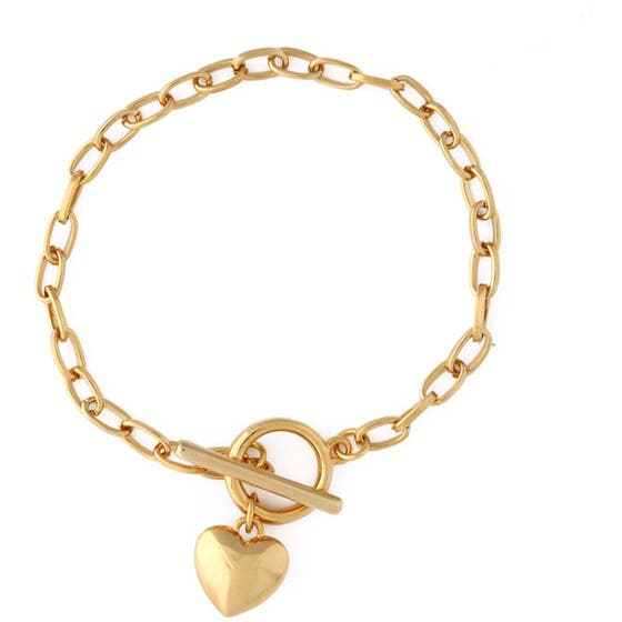 Puffed Heart T-Bar Chain Bracelet