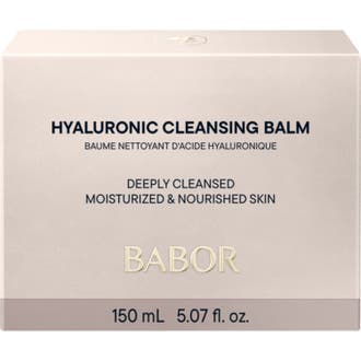 Babor Hyaluronic Cleansing Balm 150 ml ansiktsrengöring torr hud är ett tvättbalsam i en stilren vit burk.