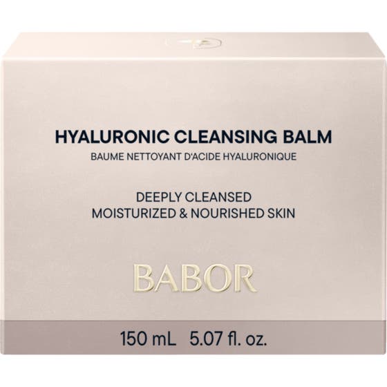 Babor Hyaluronic Cleansing Balm 150 ml ansiktsrengöring torr hud är ett tvättbalsam i en stilren vit burk.