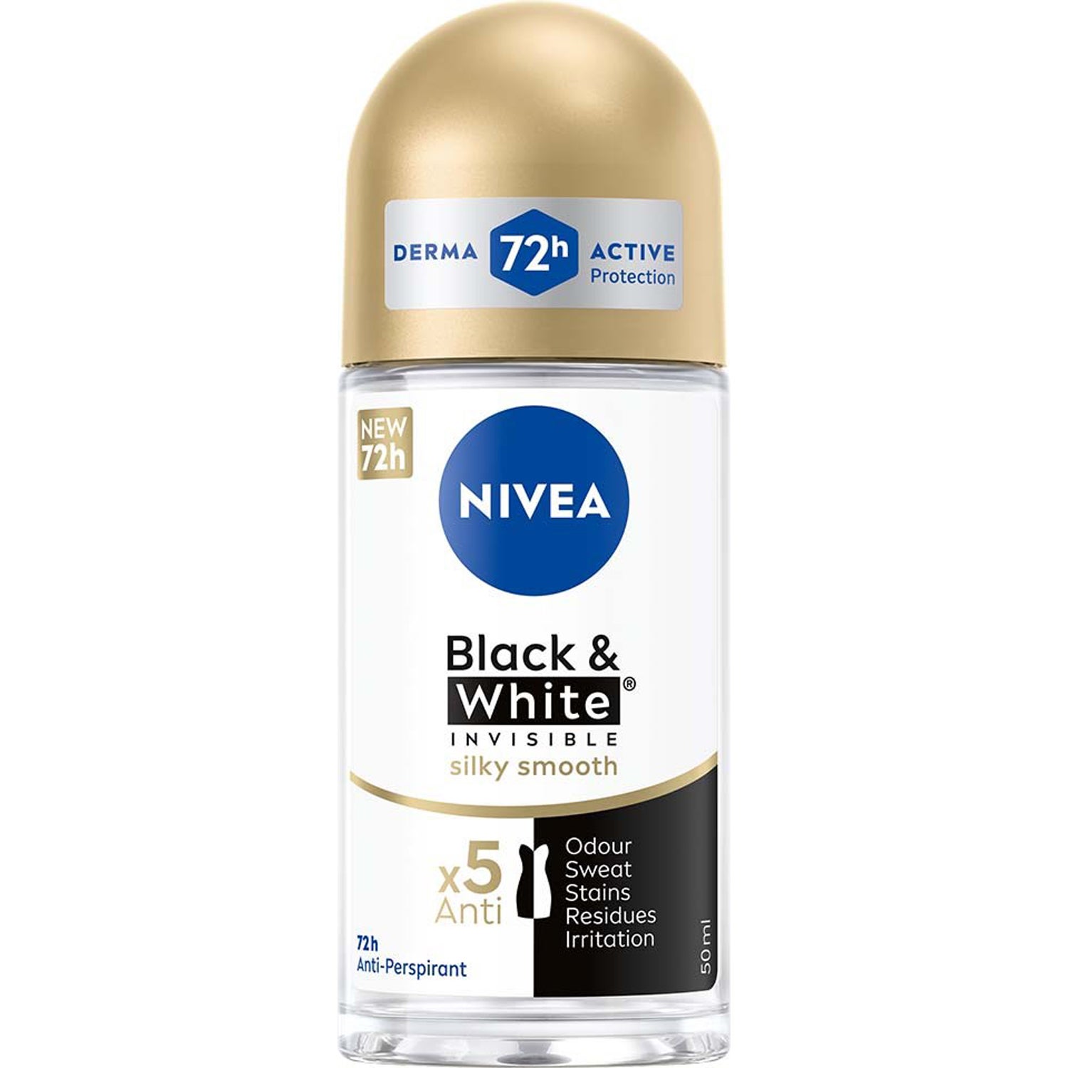 NIVEA Antiperspirant Deo Black & White Silky Smooth Roll On 50 ml