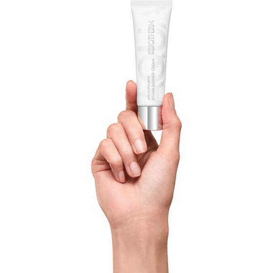 Biotherm Aquasource Hydra Barrier Cream 30 ml återfuktande dagkräm med en vit mjuk och krämig textur.
