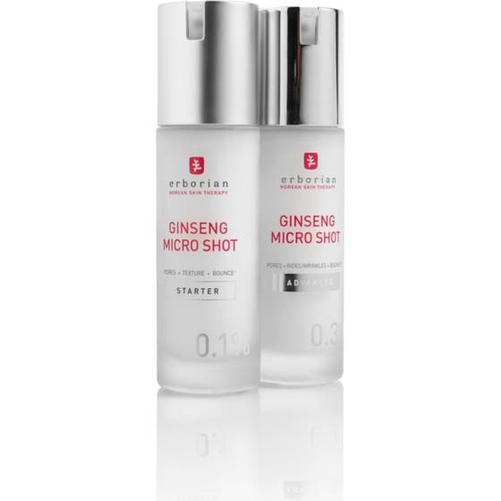 Erborian Ginseng Micro Shot 0.3 Advanced 30 ml serum i frostad flaska med silverpumpar som ger fastare hud.