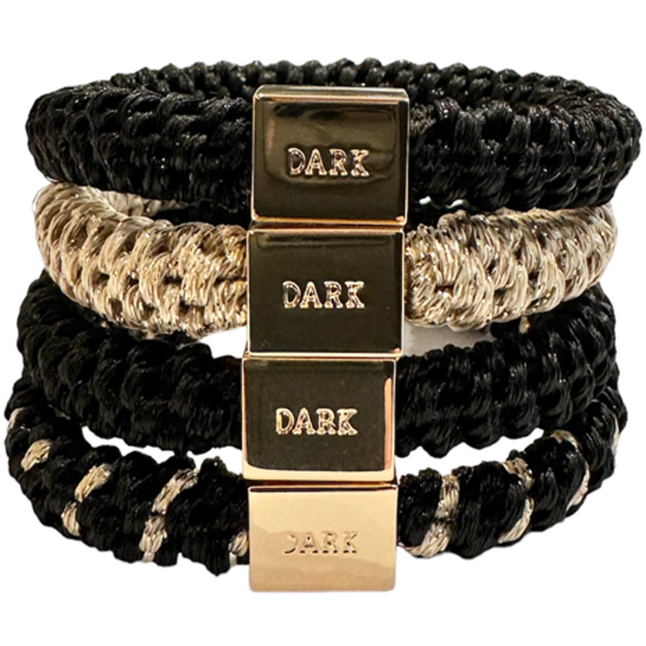 Dark Dark Fat Hair Ties 4 Pk Combo Black Mix W/Gold parfym