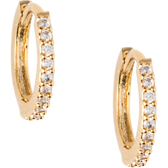 Mini Pave Huggie Hoop Earrings