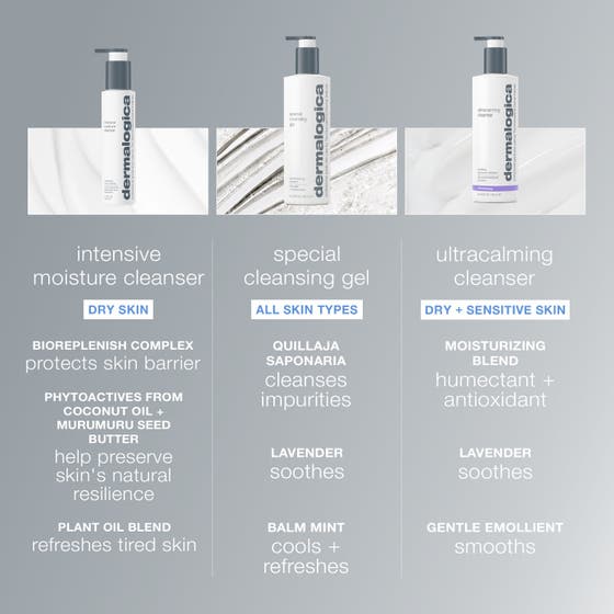 Dermalogica Intensive Moisture Cleanser 295 ml fuktgivande ansiktsrengöring med krämig vit textur i pumpflaska