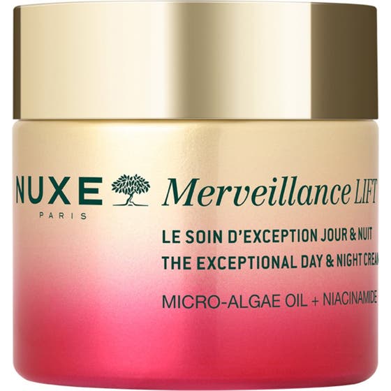 Nuxe Merveillance Lift Exceptional Day & Night Cream 50 ml uppstramande ansiktskräm i guldrosa glasburk med guldlock