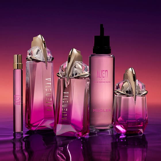 Mugler Alien Pulp Eau de Parfum 60ml blommig damparfym i lila och rosa gradientflaskor med guldiga detaljer