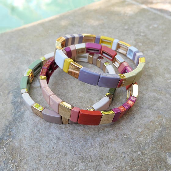 Enamel Tiles Bracelet Fuchsia/Orange