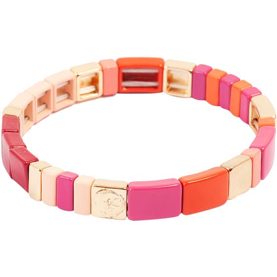 Enamel Tiles Bracelet Fuchsia/Orange